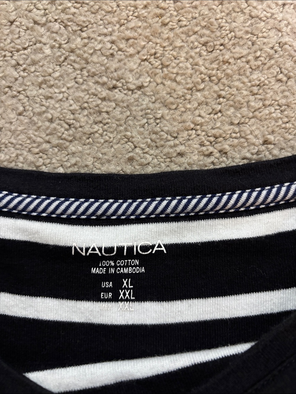 Nautica Black and White Striped Short Sleeve Tee 100% Cotton - Picture 4 of 6